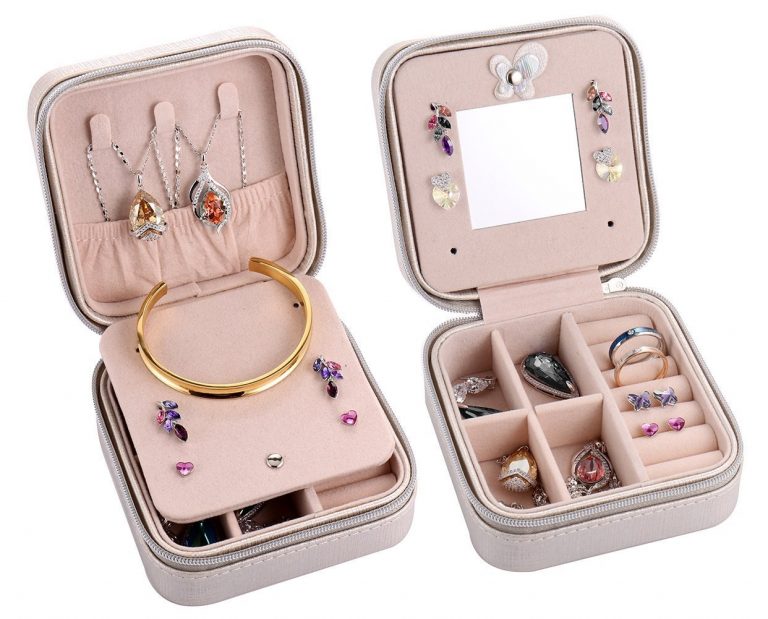 travel jewelry case with initial