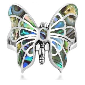 abalone shell butterfly ring