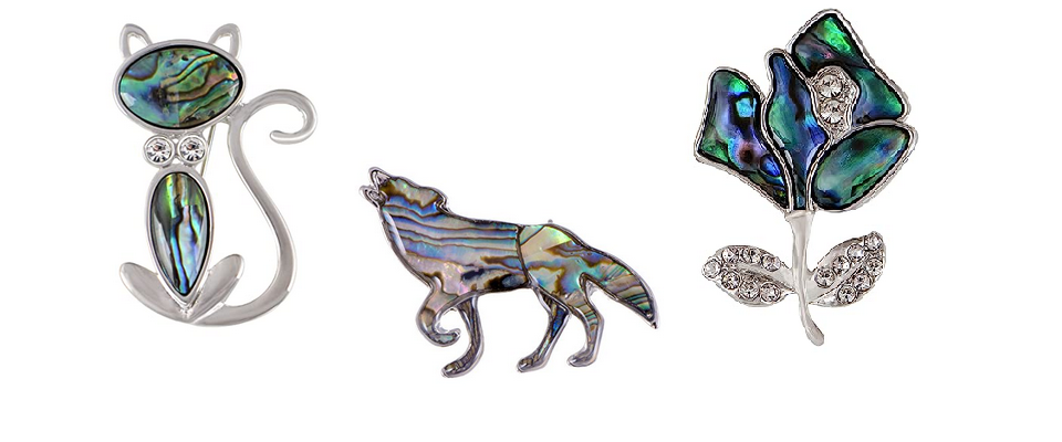 abalone shell brooches